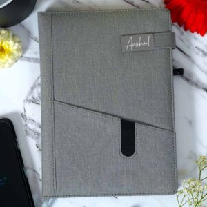 Customized Diary With Flip Strap Closure - Dark Gray