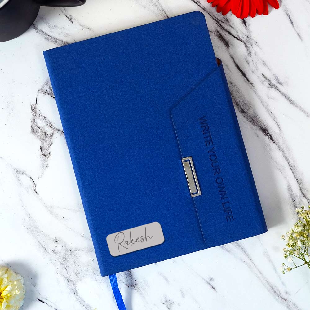 customized-blue-diary-with-flip-strap-closure