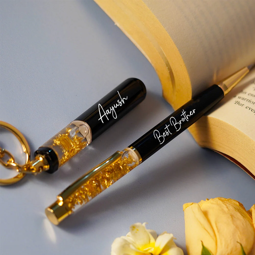 flake-pen-and-keychain-combo-for-brother-golden-and-black
