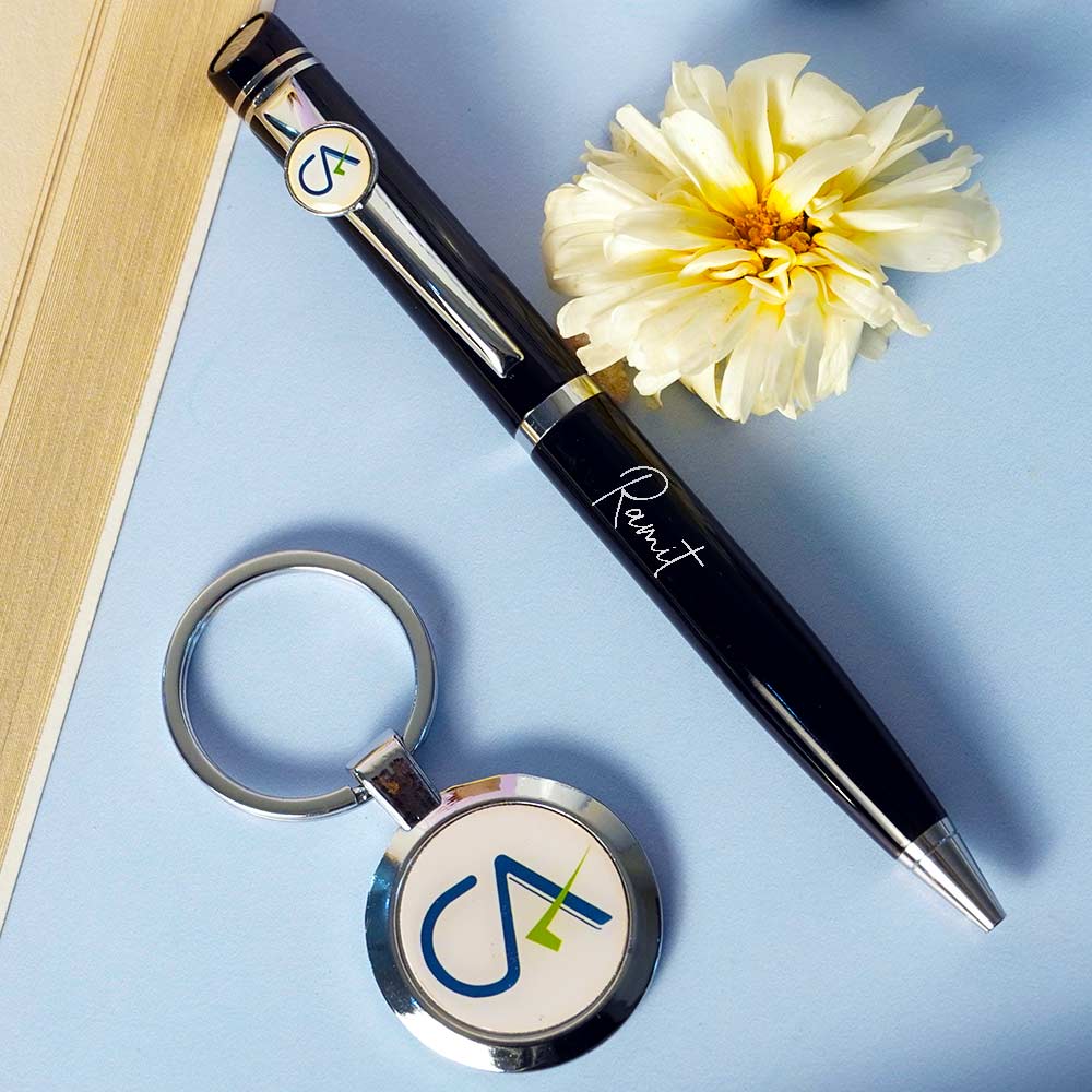 ca-personalized-pen-and-keychain-set-silver-and-black