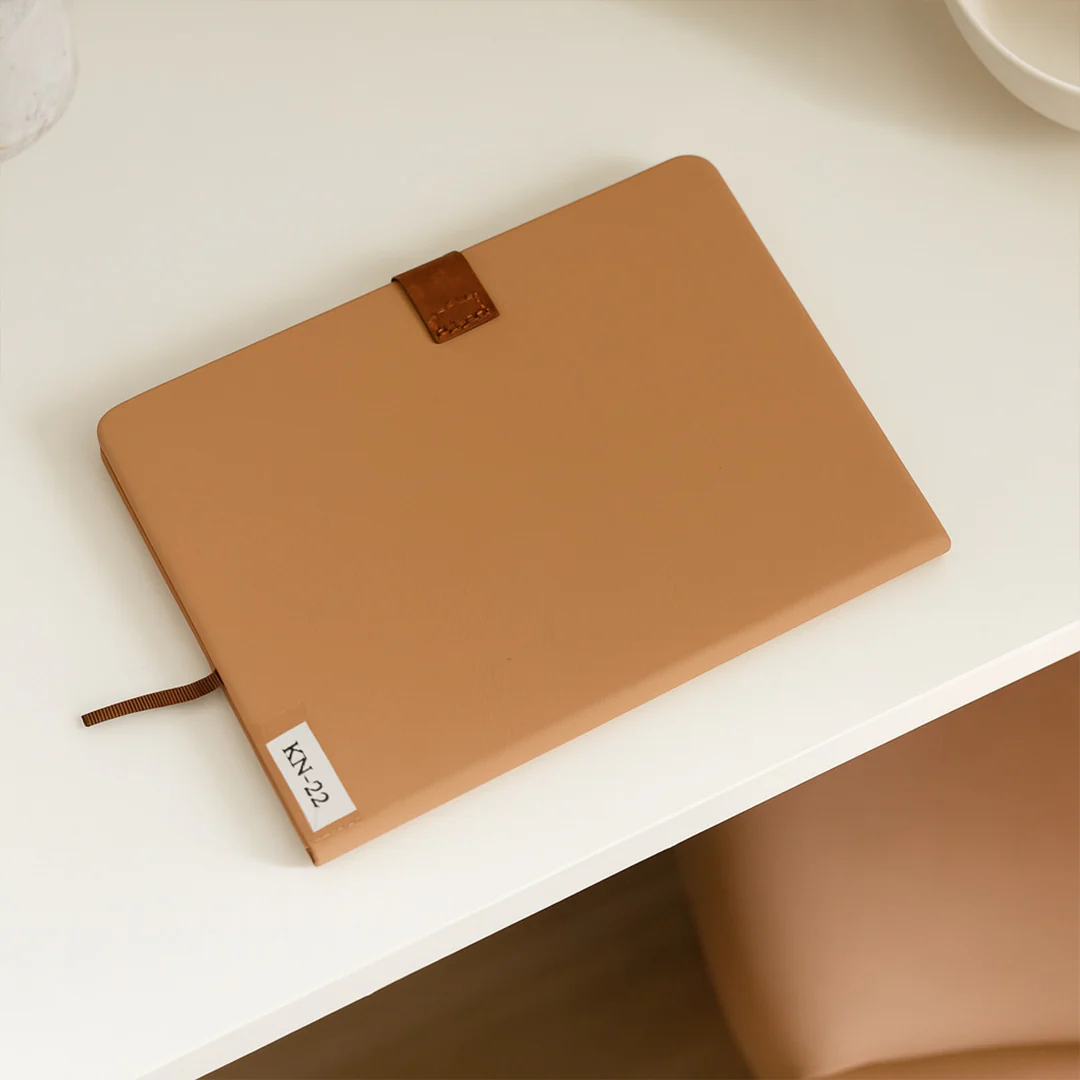 Custom Tan & Brown Leatherette Notebook - Image 5