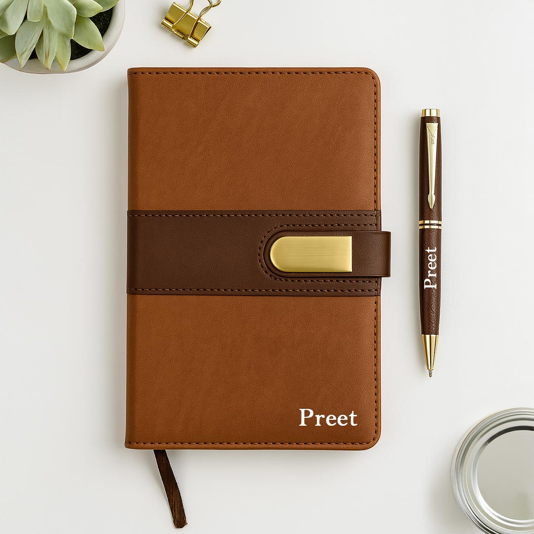 brown-personalized-diary-pen-gift-set
